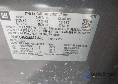 2011 Chevrolet Equinox Ltz from USA, damaged, VIN 2CNFLGEC6B6241578